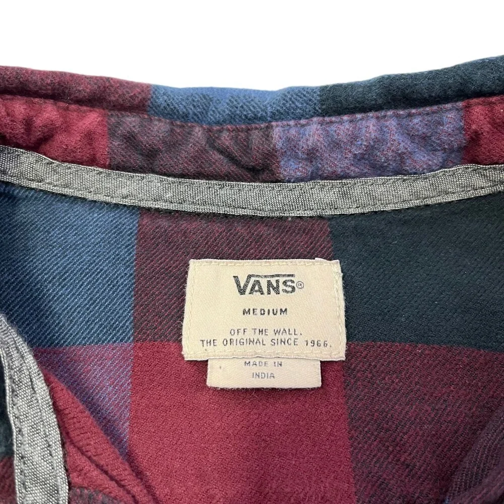 Vans Teen Youth Flannel Button Down Shirt, Vans Young Teen Maroon Flannel 478